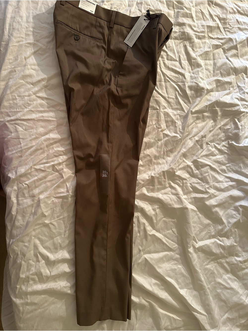 EXPRESS PHOTOGRAPHER COTTON PANTS SLIM FIT CREASED LEG 30X30 BROWN/TAUPE